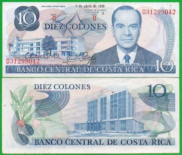 Costa Rica 10 Colones 1983, P-237 XF