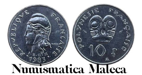 Polinesia Francesa 10 Francs 1983, Km8 VF