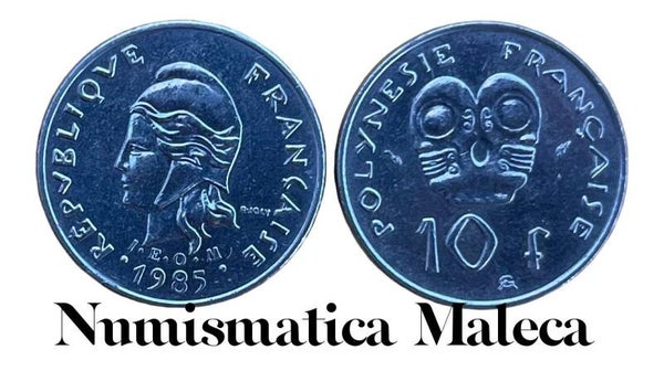 Polinesia Francesa 10 Francs 1985, Km8 VF