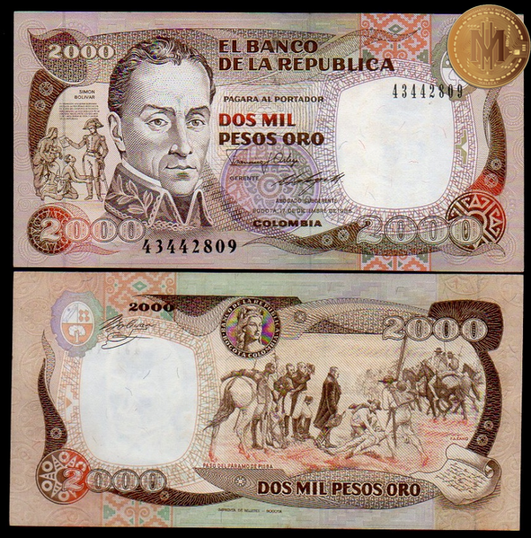 Colombia 2000 Pesos 1986, P-433a Unc