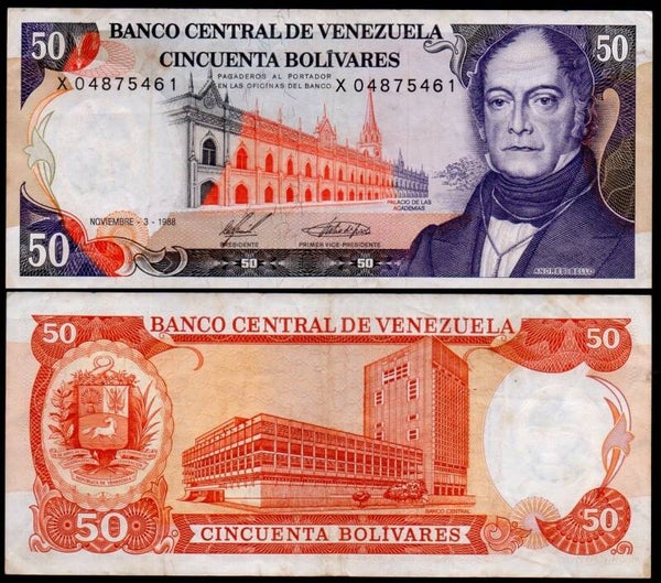 Venezuela 50 Bolivares 1988, P-65b PReix-X  Aunc