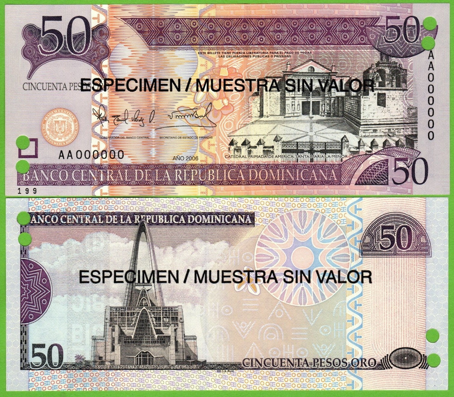 Republica Dominicana 50 pesos 2006, P-176s Specimen Unc