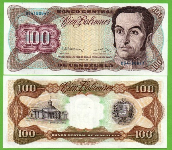 Venezuela 100 Bolivares 1992, P-66e PRefix-D Aunc