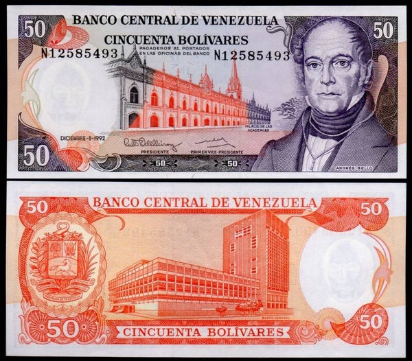 Venezuela 50 Bolivares 1992, P-65d Prefix-N  Unc
