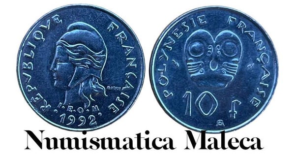 Polinesia Francesa 10 Francs 1992, Km8 VF