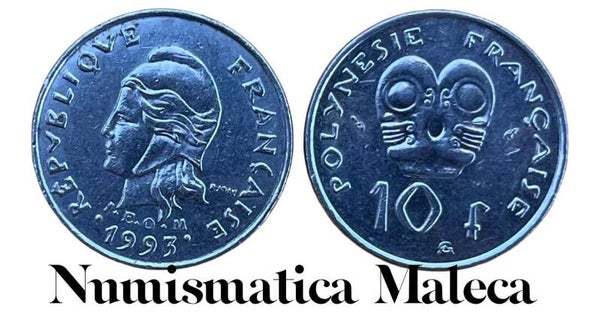Polinesia Francesa 10 Francs 1993, Km8 VF