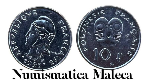 Polinesia Francesa 10 Francs 1995, Km8 VF