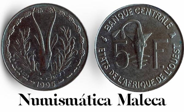 Estados Del Africa Occidental 5 Francs 1995, km2a Fina