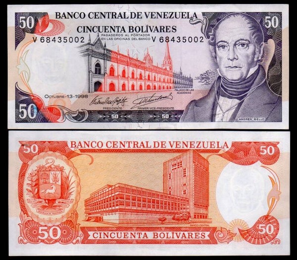 Venezuela 50 Bolivares 1998, P-65g Prefix-V Unc