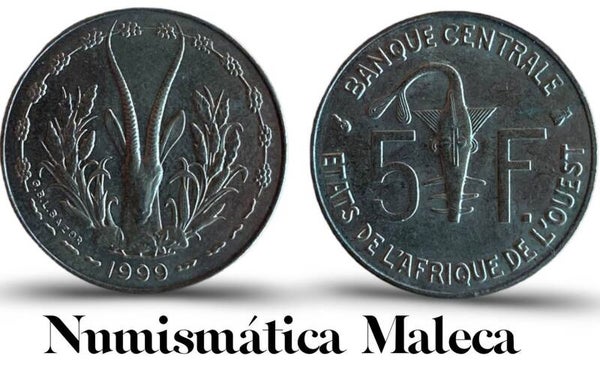 Estados Del Africa Occidental 5 Francs 1999, km2a Fina