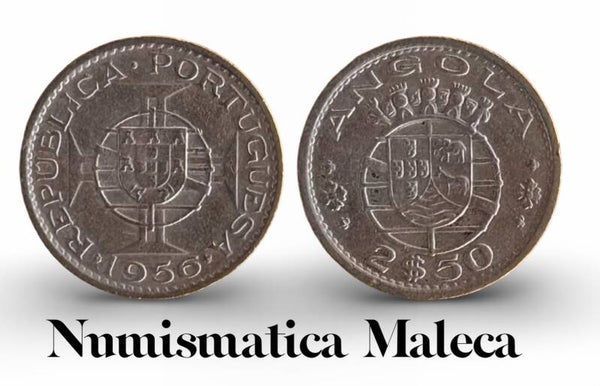 Angola 2 Escudos 1956, Km77 Vf