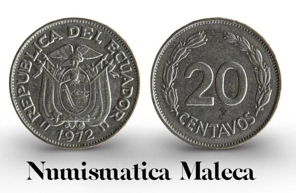 Ecuador 20 centavos 1972, Km77.1c Vf