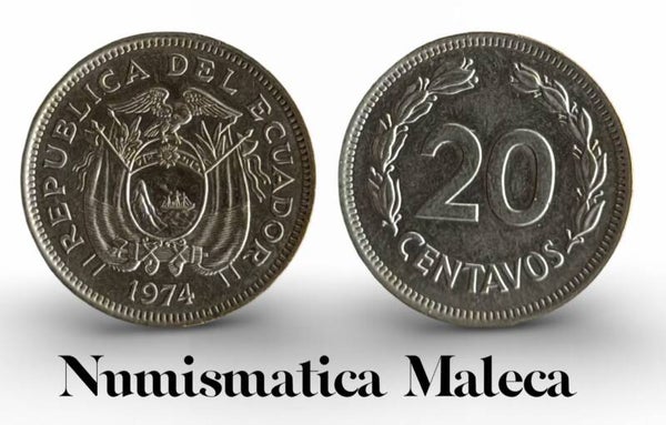 Ecuador 20 centavos 1974 Km77.2a Vf