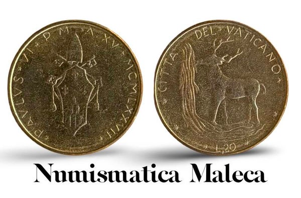 Ciudad Del vaticano 20 Lire 1970 , Km120 VF