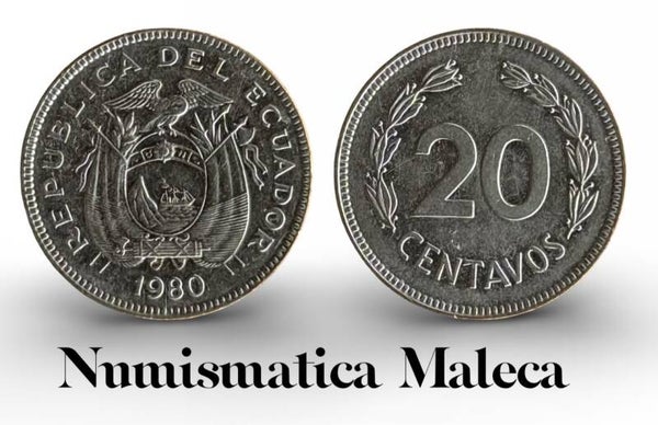 Ecuador 20 centavos 1980 Km77.2a Vf
