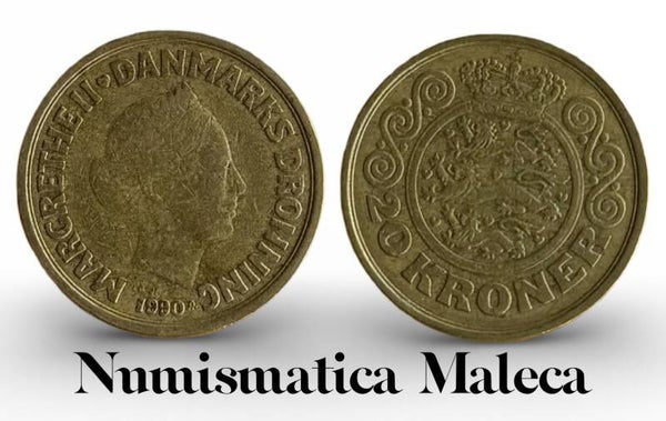 Dinamarca 20 Kroner 1990, Km871 Vf