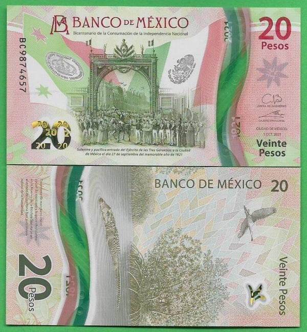 Mexico 20 Pesos 2021, P-new Prefix-BC Unc