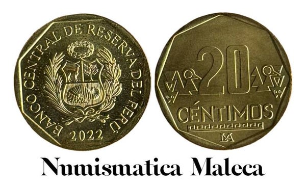 Peru 20 Centimos 2022, Km306.4 Unc
