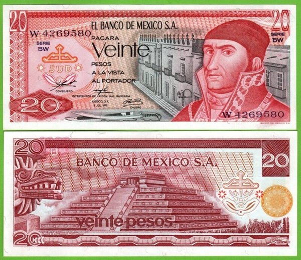 Mexico 20 Pesos 1976, P-64c.2 Prefix-BW Unc