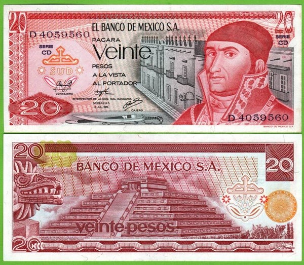 Mexico 20 Pesos 1976, P-64c.4 Prefix-CD Unc
