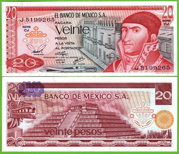 Mexico 20 Pesos 1976, P-64c.5 Prefix-CJ Unc