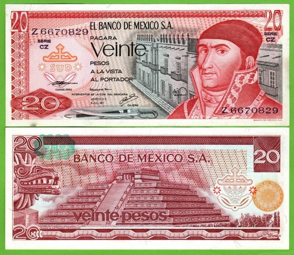 Mexico 20 Pesos 1977, P-64d.2 Prefix-CZ Unc