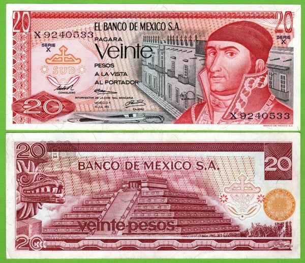Mexico 20 Pesos 1973, P-64a.4 PRefix-X Unc