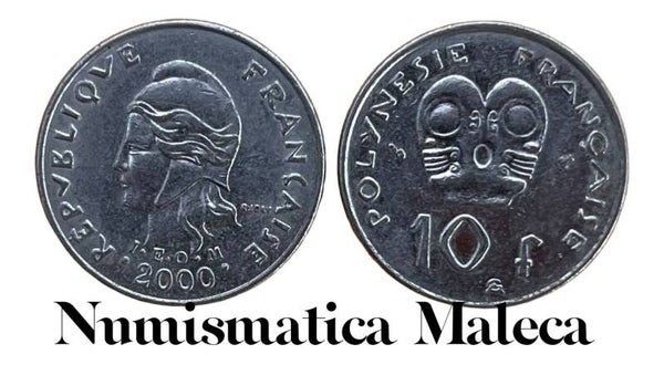 Polinesia Francesa 10 Francs 2000, Km8 VF