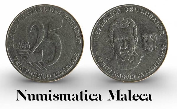 Ecuador 25 centavos 2000, Km107 Vf