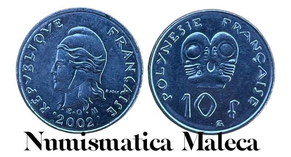 Polinesia Francesa 10 Francs 2002, Km8 VF
