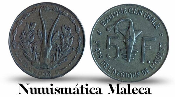 Estados Del Africa Occidental 5 Francs 2000, km2a Fina