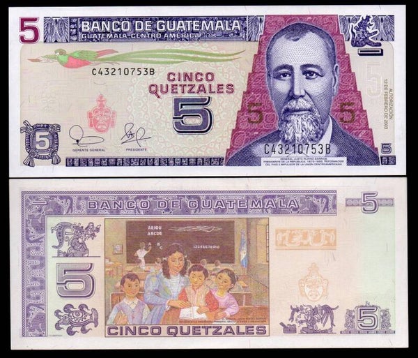 GUATEMALA 5 QUETZALES 2003, P-106A UNC