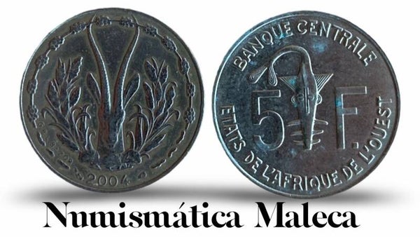 Estados Del Africa Occidental 5 Francs 2004 Km2a Fina