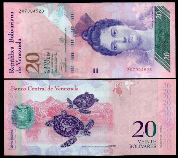 Venezuela 20 Bolivares Fuerte 2013, P-91f -Prefix-Z Replacement  Unc
