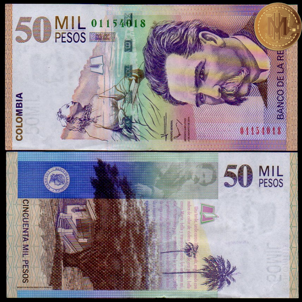 Colombia 50,000 pesos 2014, P-455 AUnc