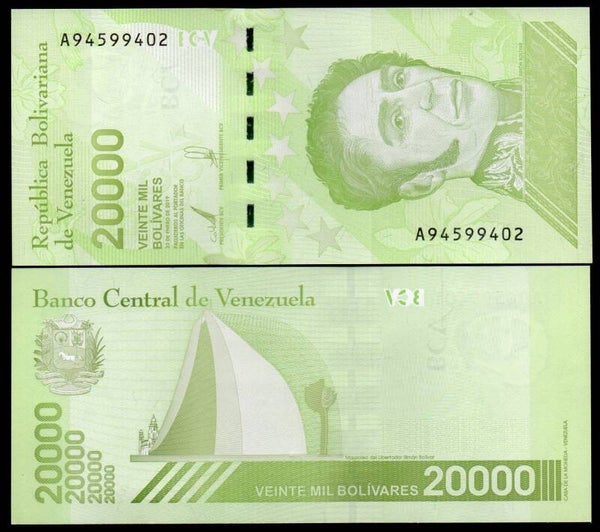 Venezuela 20,000 Bolivares 2019, PRefix-A P-110b (segridad delgada)
