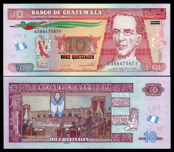 GUATEMALA 10 QUETZALES 2019, P-NEW UNC