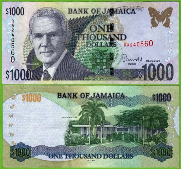 Jamaica 1000 Dollar 2021, P-86 Aunc