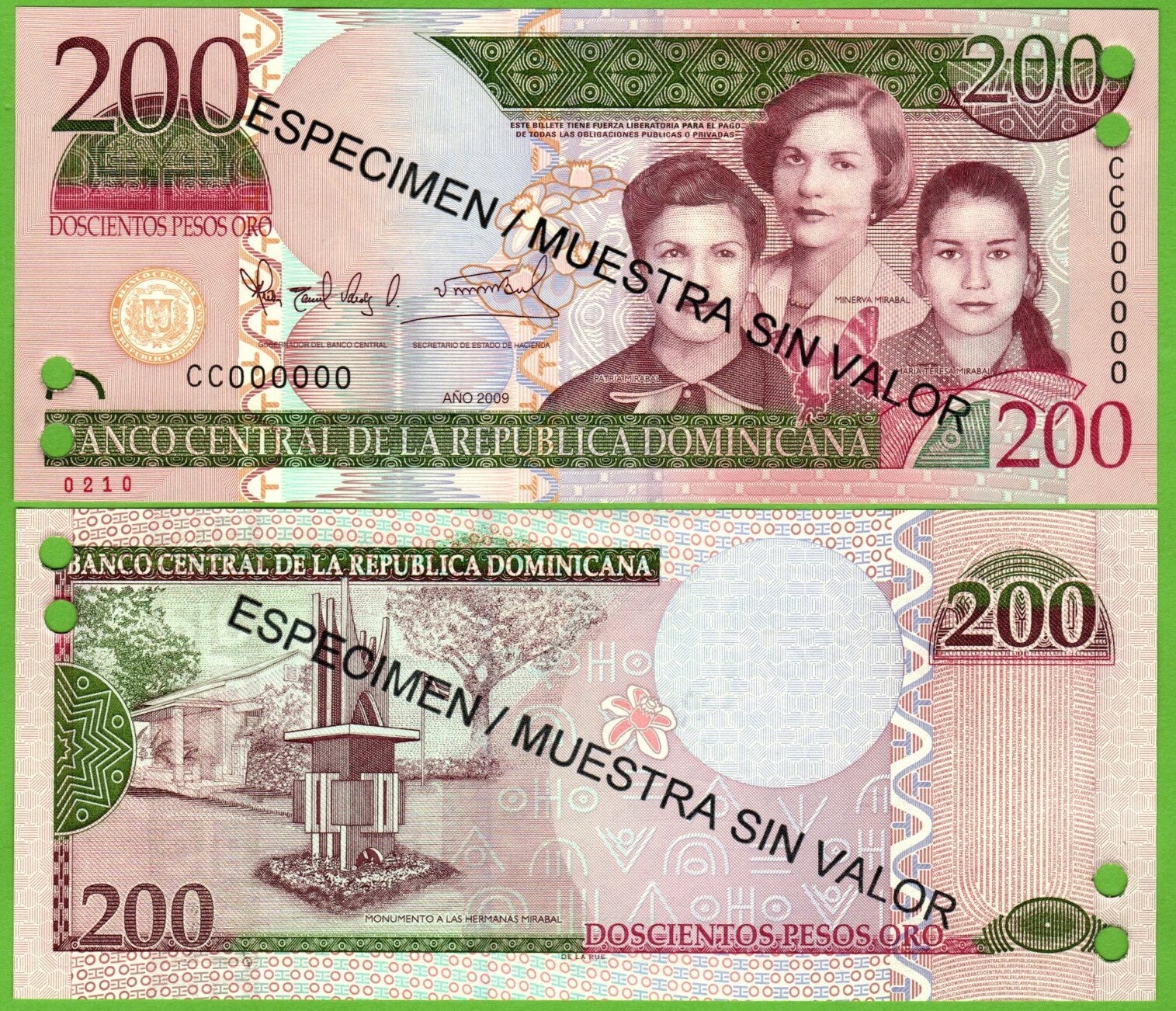 Republica Dominicana 200 pesos 2009, P-178s Specimen Unc