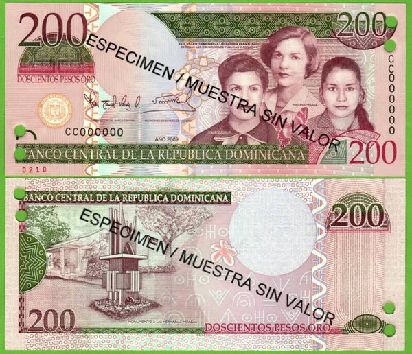 Republica Dominicana 200 pesos 2009, P-178s Specimen Unc