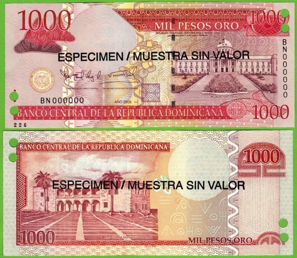 Republica Dominicana 1000 pesos 2006, P-180a  Especimen UNc