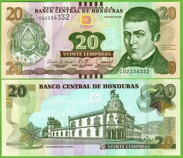 Honduras 20 Lempiras 2024, P-100F Radar 2334332Unc