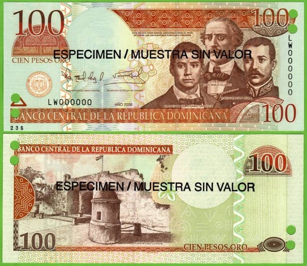 Republica Dominicana 100 pesos 2006, P-177s Especimen