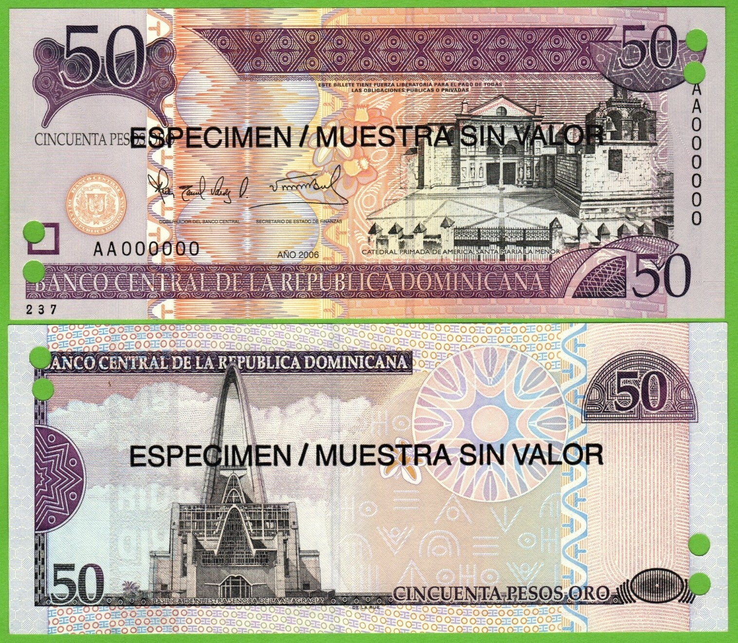 Republica Dominicana 50 pesos 2006, P-176s Specimen Unc