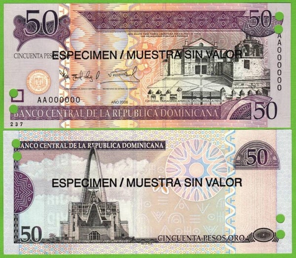 Republica Dominicana 50 pesos 2006, P-176s Specimen Unc
