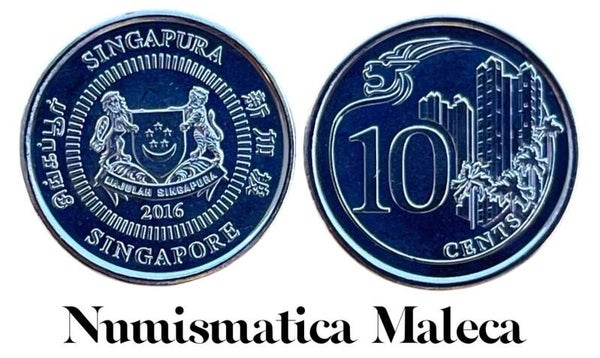 Singapore 10 Cents 2016, Km346 Unc