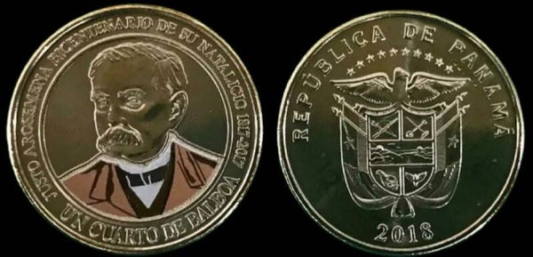 PANAMA 25 CENTESIMOS 2018, (JUSTO AROSEMENA) UNC