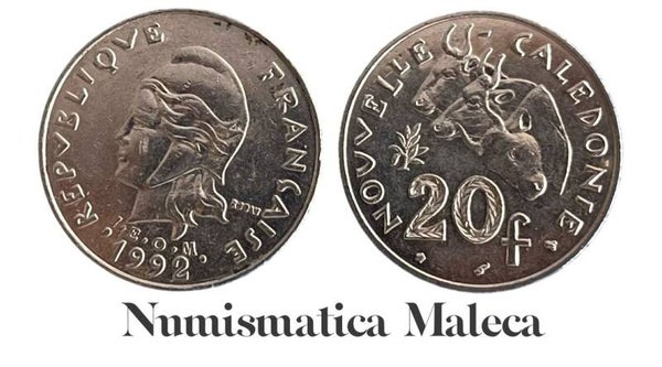 Nueva Caledonia 20 Francs 1992, Km12 Xf