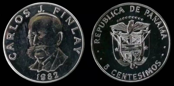 PANAMA 5 CENTESIMOS 1982,  (CARLOS J. FINLAY) UNC