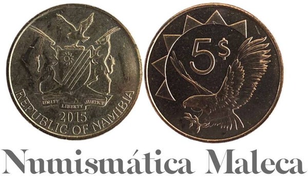 Namibia 5 Dollar 2015, Km5 Unc (Africa)